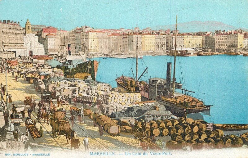 France navigation & sailing topic postcard Marseille harbour
