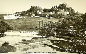 Corfu Greece Old Quest Ancienne Cruise Ship RPPC Vintage Postcard Unused