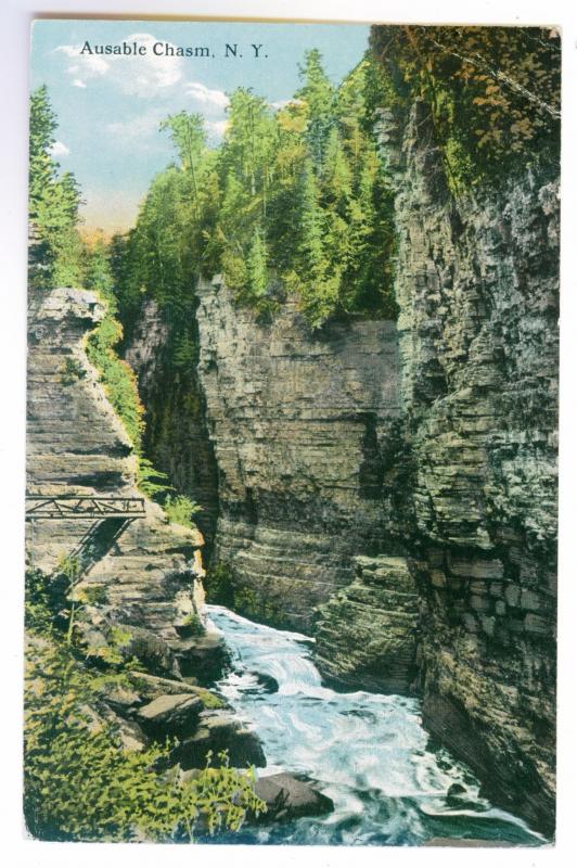 Cliff Haven to Rochester, New York 1915 used Postcard, Ausable Chasm