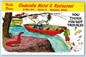 1940 Montgomery Alabama Postcard Cinderella Motel Restaurant You Think You Got