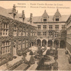 c1910s Antwerp Belgium Museum Plantin-Moretus Courtyard Postcard UNESCO Printing