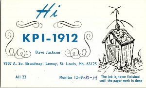 QSL Radio Card From St. Louis Missouri KPI - 1912 