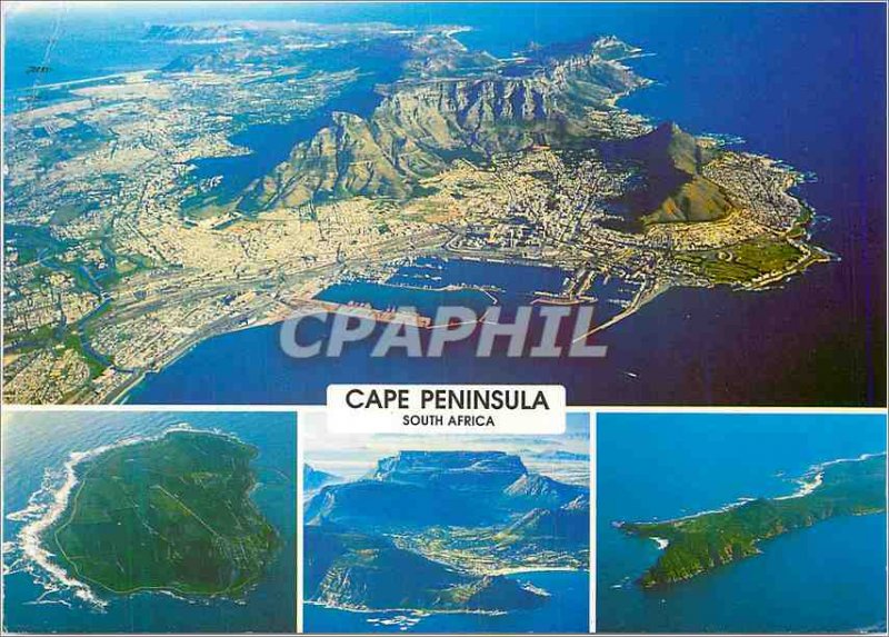 Modern Postcard Cape Peninsula South Africa Robben Island in Table Bay Hout B...