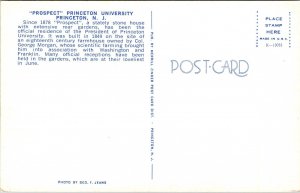 Prospect Princeton University NJ New Jersey Postcard VTG UNP Vintage Unused