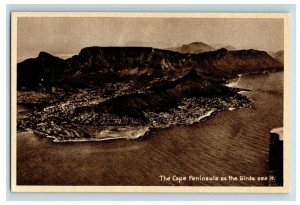 1920's Bird's Eye View The Cape Peninsula Town South Africa Postcard P104 