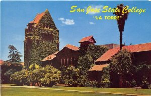 San Jose California 1960s Postcard La Torre Quadrangle San Jose State College