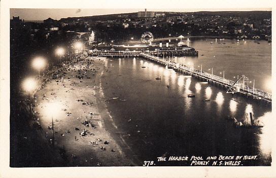 The Harbor Pool and Beach by Night Manly NSW