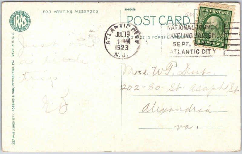 1923 Ritz-Carlton Hotel Atlantic City New Jersey NJ Building PostedPostcard