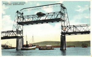Vintage Postcard 1920's View of The Eleventh Street Bridge Tacoma Washington WA