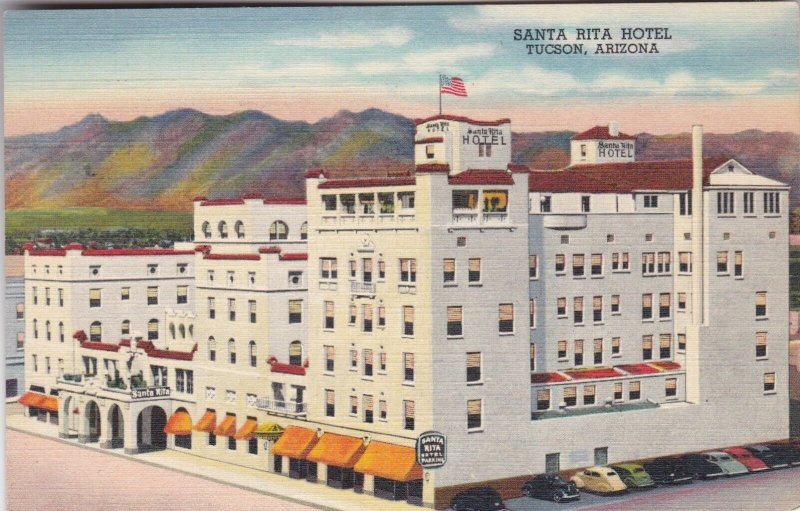 Arizona Tucson Santa Rita Hotel 1950 Curteich sk2853