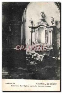 Old Postcard Argonne Vienna Chateau Interior of I Church Bombing After the Army