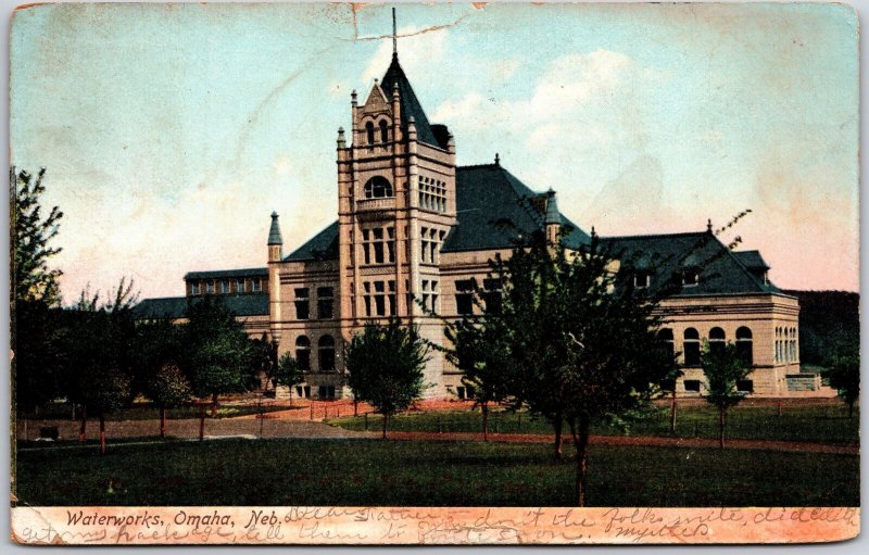 Waterworks Omaha Nebraska NB Front Building Landscapes Postcard