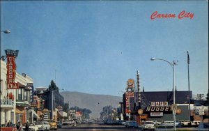 Carson City Nevada NV Classic 1950s Cars Truck Yellow Cab Vintage Postcard