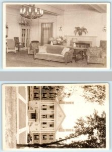 2 RPPC CONCORD, NH ~ Christian Science PLEASANT VIEW HOME 1927 Interior Postcard