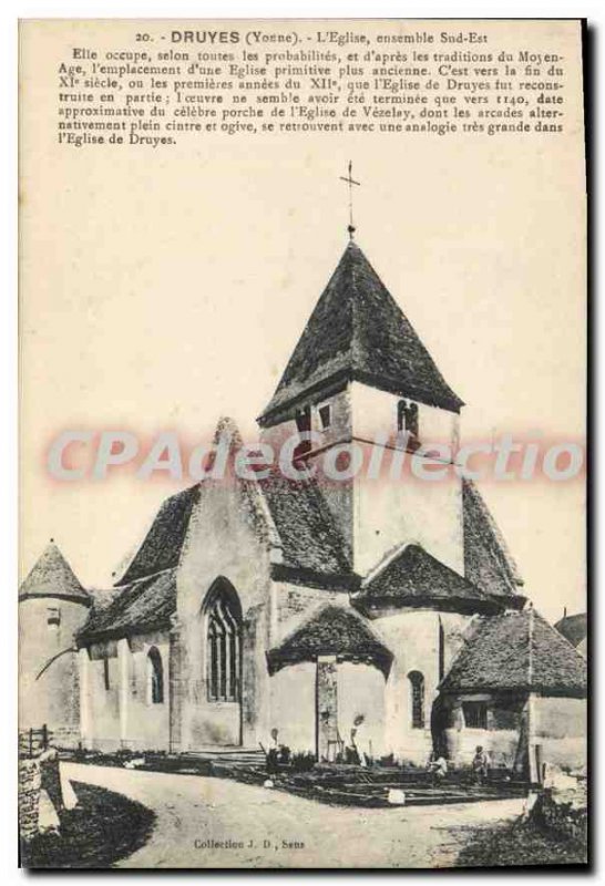 Postcard Old Church together Yonne Druyes