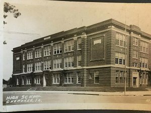 Postcard RPPC Early View of High School in Cherokee, IA.    aa1