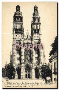 Old Postcard The Cathedral St Gatien Tours