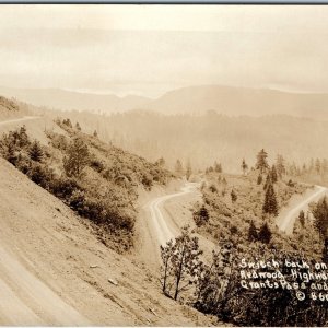 c1920s Grants Pass - Crescent City, OR RPPC Switchback Redwood Highway Tree A165