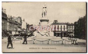 Bordeaux Old Postcard Monument Gambetta