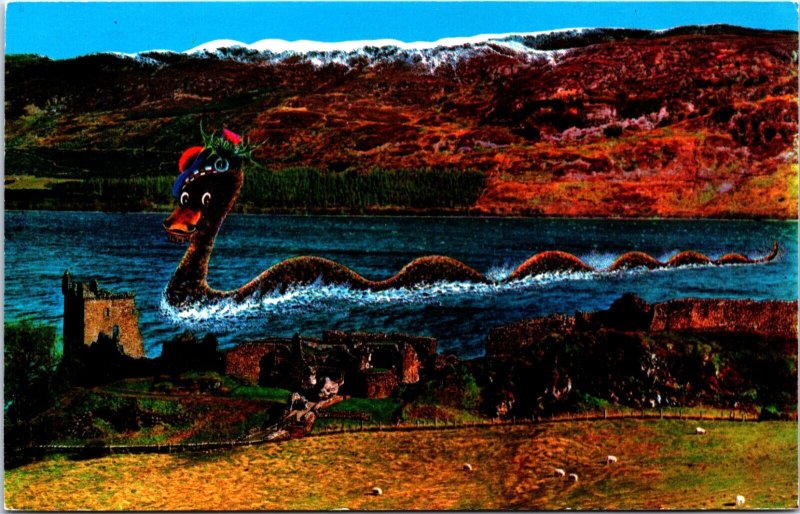 Scotland Loch Ness Monster At Castle Urquhart Vintage Postcard C007
