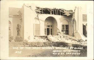 San Diego California CA Earthquake Damage Real Photo Postcard