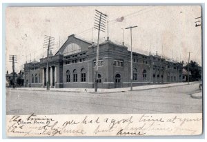 Peoria Illinois IL Postcard Coliseum Building Exterior Roadside 1907 Antique