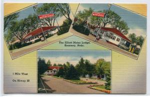 Elliott Motor Lodge US 30 Lincoln Highway Kearney Nebraska 1949 linen postcard