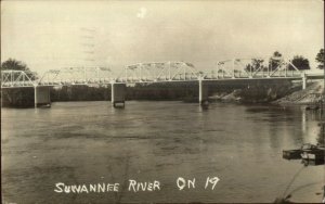 Suwanee River Bridge HWY 19 Tallahassee FL 1936 Cancel Real Photo Postcard