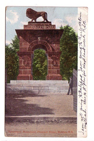 Lion, Sebastopol Monument,  Halifax, Nova Scotia, Used 1906 Cork Cancel