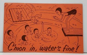 Pekin Illinois Girl Scout Camp C'mon in waters fine 1960 Saal Family Postcard H1