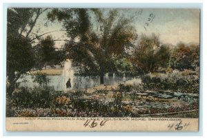 1908 Lily Pond Fountain and Lake Soldiers Home Dayton Ohio OH Postcard