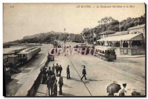 Old Postcard Tram Train Havre Maritime Boulevard and Have