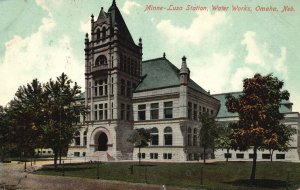 Vintage Postcard 1910's Minne-Lusa Station Building Waterworks Omaha Nebraska NB
