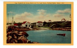 ME - Portland.  Cape Elizabeth Life Saving Station & Two Lighthouses