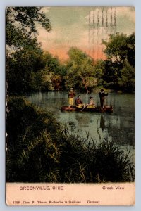 J95/ Greenville Ohio Postcard c1910 Creek View Boaters 163