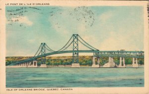 Canada Isle Of Orleans Bridge Quebec Canada Linen Postcard 03.55