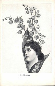 Beautiful Woman Face Appears in Flowers Fantasy Art Nouveau Xavier Sager PC