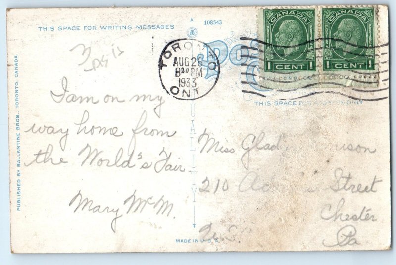 Ontario Canada Postcard Canadian Pacific Station West Toronto 1933 Posted