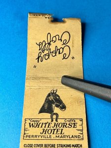 Vintage Matchbook Cover White Horse Hotel Perryville, Maryland MB167