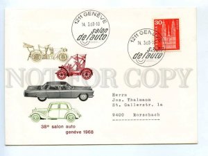 417442 Switzerland 1968 year COVER 38 motor show in Geneva