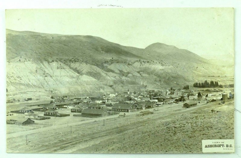 Circa 1905-10 RPPC Bird's Eye view Ashcroft, BC B. Norton Real Photo Postcard F1