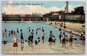 Roseland Illinois~Swimming Pool~Lots Of Boys, One is Drawn~Palmer Park Sand~1915