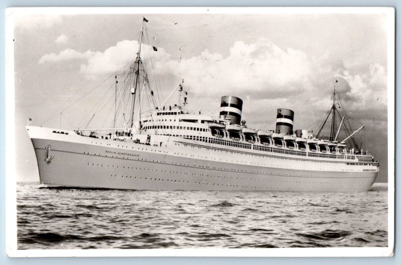 Southampton England Postcard Steamer Nieuw Amsterdam Paquebot 1959 RPPC Photo