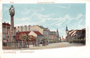 Szombathely Hungary Monument and Street Scene Vintage Postcard AA110500