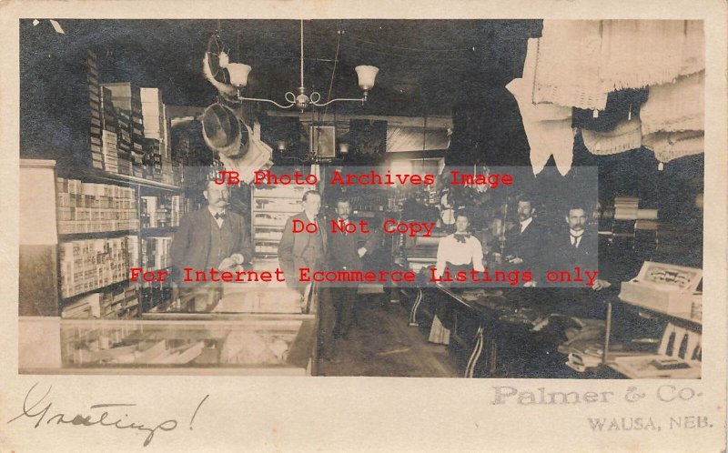 NE, Wausa, Nebraska, RPPC, Palmer & Company, Interior View, 1909 PM