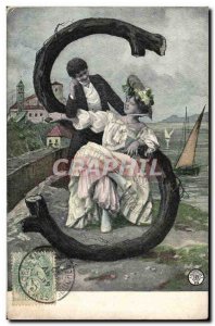 Old Postcard Fantaisie Letters Letter S Boat