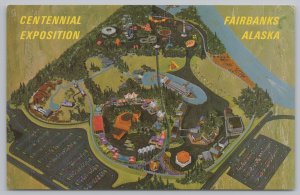 Theme Park & Expo~Fairbanks AK 67 Centennial Expo~Artist Sketch~Riverboat~Vtg PC