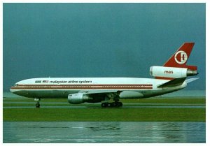 Malaysian Airline System DC 10 30 at Auckland Airplane Postcard 1978