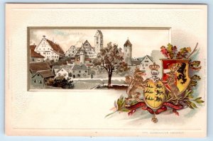 RIEDLINGEN general view Heraldic Embossed GERMANY UDB Postcard