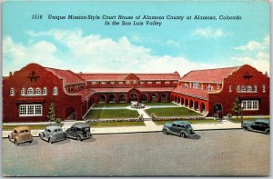 1949 Unique Mission-Style Court House Alamosa County Colorado San Luis Postcard